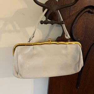 Vintage Cream Leather Clutch